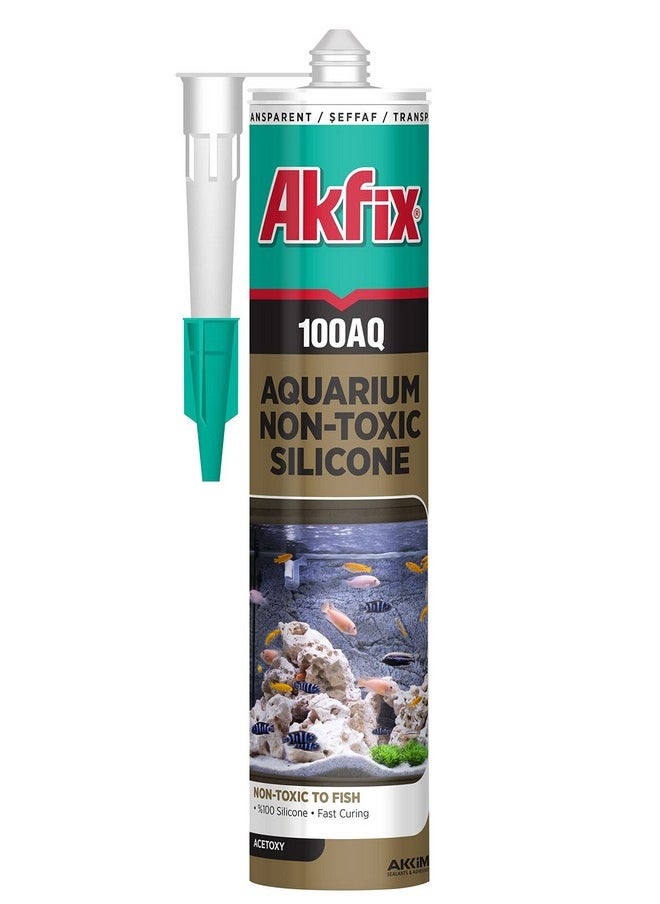 AKFIX Akfix 100AQ Aquarium Silicone Sealant Clear (1x10.1 fl. oz.) - 100% Silicone, Waterproof Aquarium Safe Silicone, High-Speed Curing and Strong Adhesion, Non-Toxic, Safe for Fish | Clear, 1 Pack  - Image 1