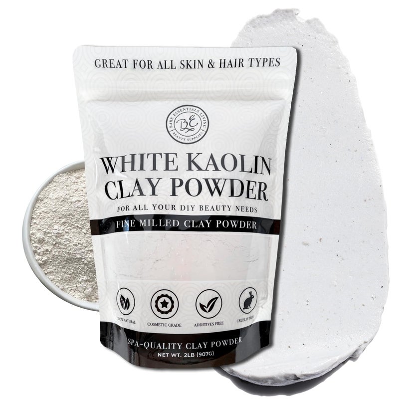 Bare Essentials Living - White Kaolin Clay Powder (2 lb) 100% Natural White Powdered Clay for Seed Bombs, White Clay Mask, DIY Spa, Soap, Bath Bomb, Deodorant, Can be Used as Kaolin Clay for Gardening - Image 1
