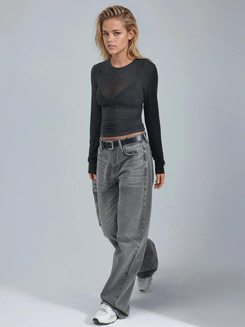 BUSEM Slim Fit Long Sleeve Transparent Blouse - Image 4