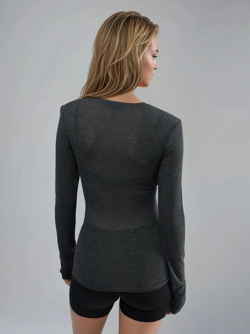 BUSEM Slim Fit Long Sleeve Transparent Blouse - Image 3