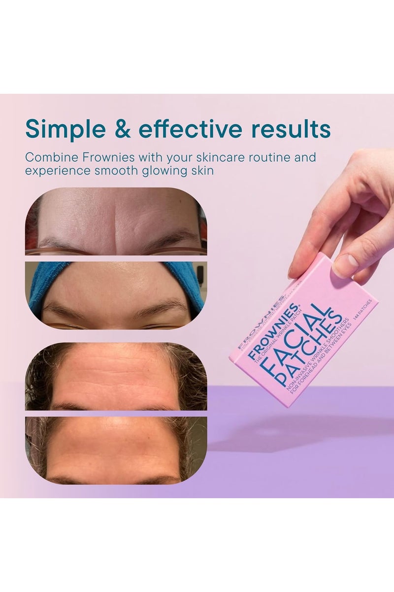 Frownies Forehead and Between the Eyes Facial Patches - Hypoallergenic Patches to Smooth & Soften Forehead Horizontal & Eleven Lines - For Overnight Use, 144 count - Image 4