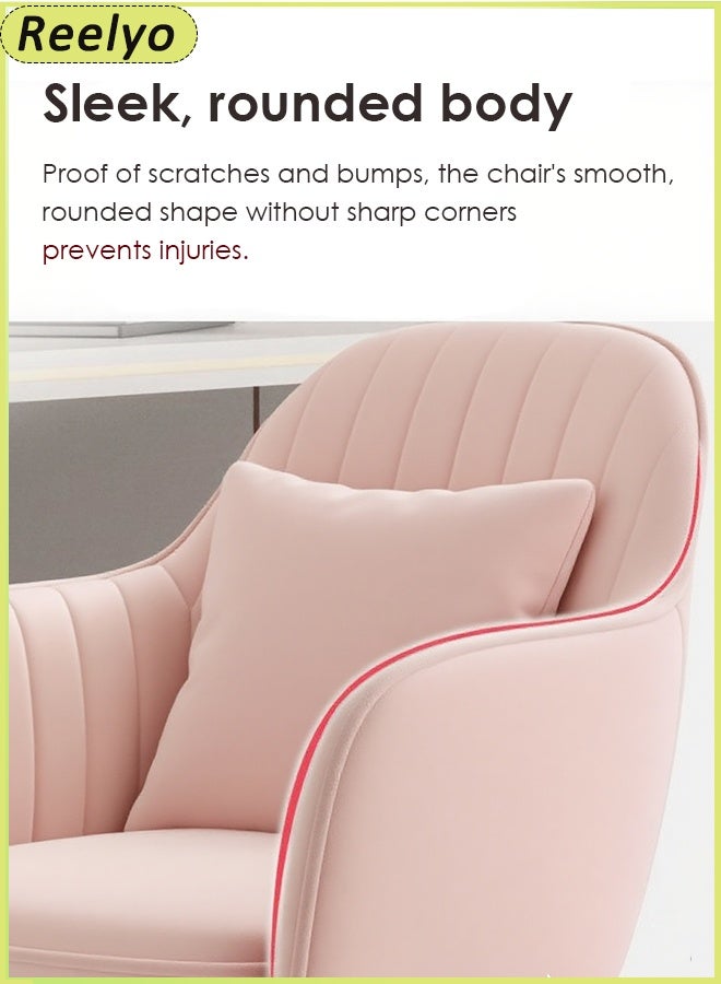 Reelyo Dining Chairs Velvet Dining Chairs  Modern Arm Chair  Metal Legs, Living Room Accent Chairs for Kitchen Accent Chair for Home Office, Modern Dining, Living Room Bedroom Girls Vanity Makeup Room Home Office Desk Butterfly Chair with Mid-Back Upholstered Modern Tufted Computer Task Chair Accent Chair (Pink） - Image 4