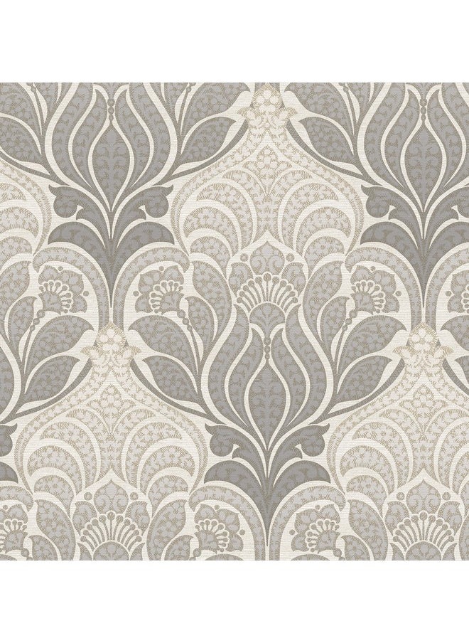 NuWallpaper - Nu2396 Grey Charisma Peel & Stick Wallpaper Gray - Image 1