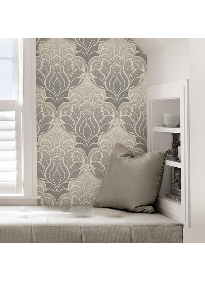 NuWallpaper - Nu2396 Grey Charisma Peel & Stick Wallpaper Gray - Image 1