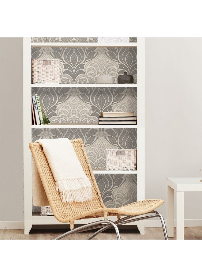 NuWallpaper - Nu2396 Grey Charisma Peel & Stick Wallpaper Gray - Image 1
