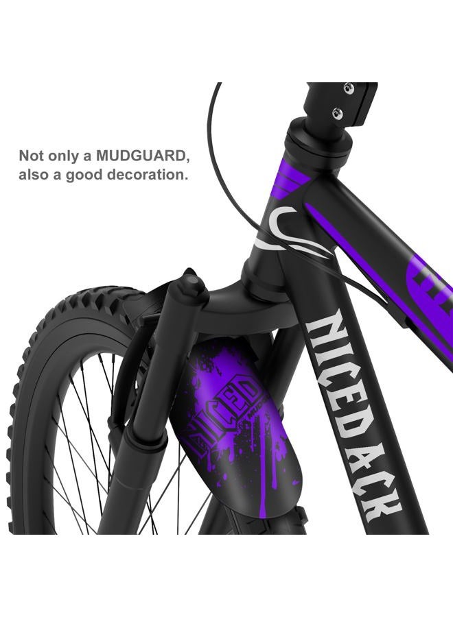 NICEDACK Mud Guard, 2Pcs MTB Bicycle Mudguards for 26" 650B 27.5" 29" MTB Mountain Bike Rear and Front Mudguard Fender (Purple, 2PCS Matte Surface) - Image 5
