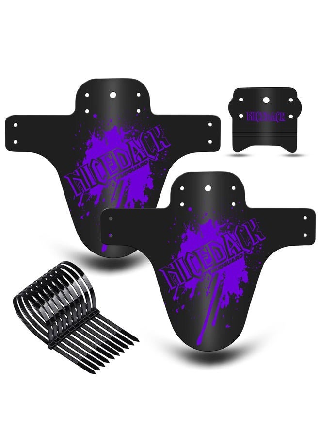NICEDACK Mud Guard, 2Pcs MTB Bicycle Mudguards for 26" 650B 27.5" 29" MTB Mountain Bike Rear and Front Mudguard Fender (Purple, 2PCS Matte Surface) - Image 1