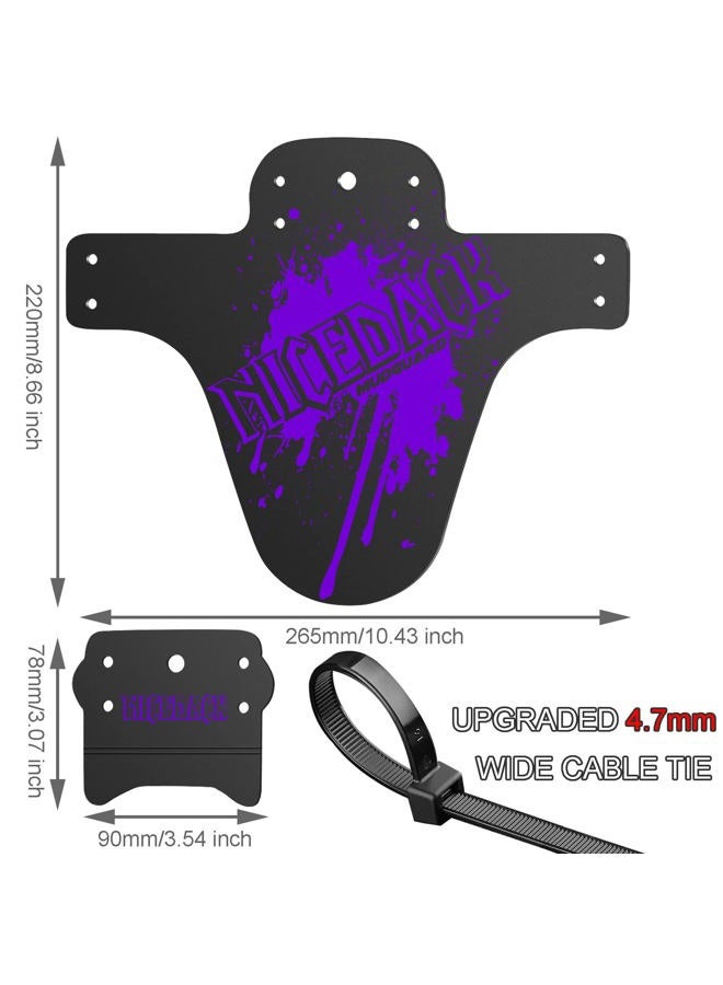 NICEDACK Mud Guard, 2Pcs MTB Bicycle Mudguards for 26" 650B 27.5" 29" MTB Mountain Bike Rear and Front Mudguard Fender (Purple, 2PCS Matte Surface) - Image 3