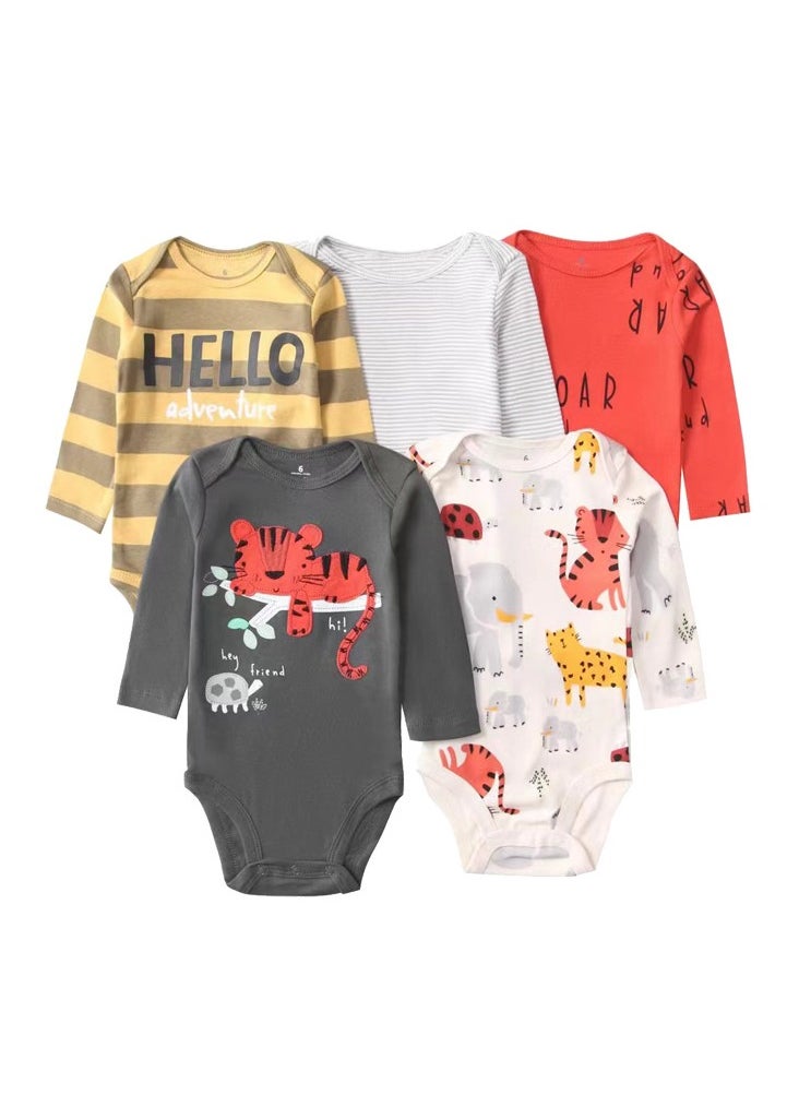 Generic Baby Boy Long Sleeve Onesies 5-Pack 