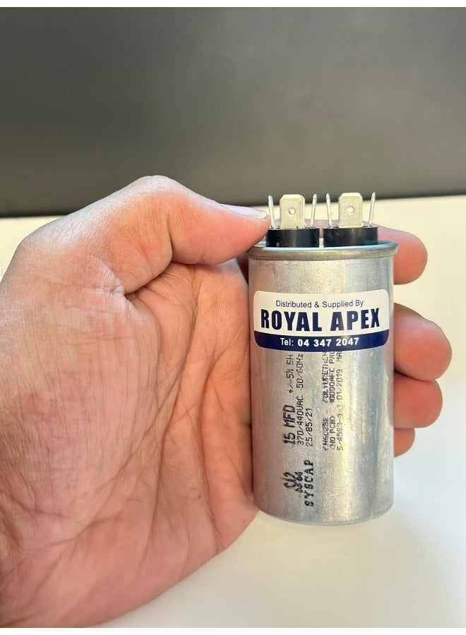 Royal Apex Burst Proof 2 Pin Round Capacitor with Aluminium Housing for AC, Motor Compressor etc | EN60252 CES2 RoHS Standards | Made in India (2 PIN 15MFD (15µF)) - Image 2
