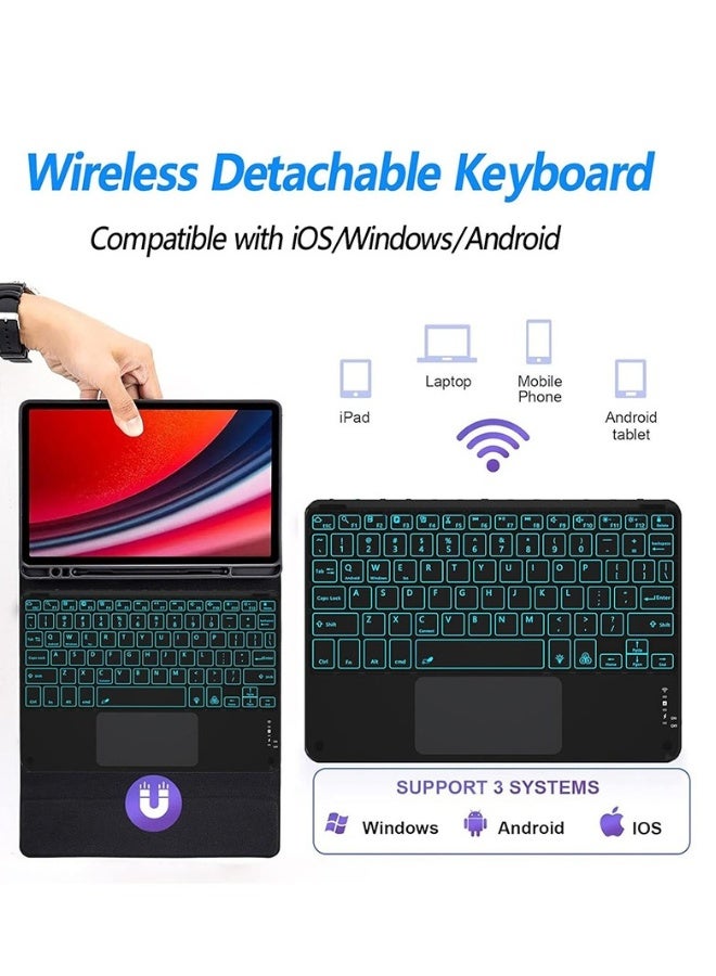 Applicable to Samsung Tablet Tab S9 FE 10.9-inch SM-X510/X516/S9 11-inch X710/X716B/X718U/S8 11-inch X700/X706/S7 11-inch T870/T875 Touch-screen backlit Arabic keyboard protective cover with pen slo - Image 4