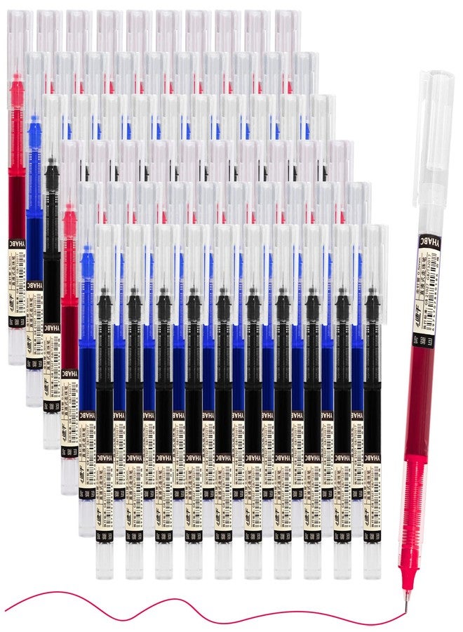 Beieverluck 60 Pieces Rollerball Pens Bulk 0.5 mm Japanese Fine Point Pens Smooth Writing Pens Gel Ink Rolling Ball Pen for Office School Stationery Supply, 3 Color - Image 1