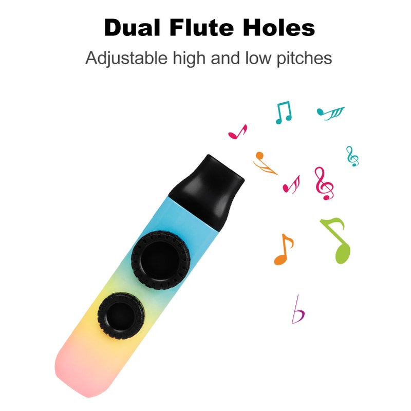 مزمار كازو مزدوج الفتحات (Kazu Flute) بفتحتين مزدوجتين وبفوهة نفخة قابلة للاستبدال و10 أغشية، أداة موسيقية شريكة للأوكللي والغيتار، للأطفال والكبار المبتدئين - Image 3