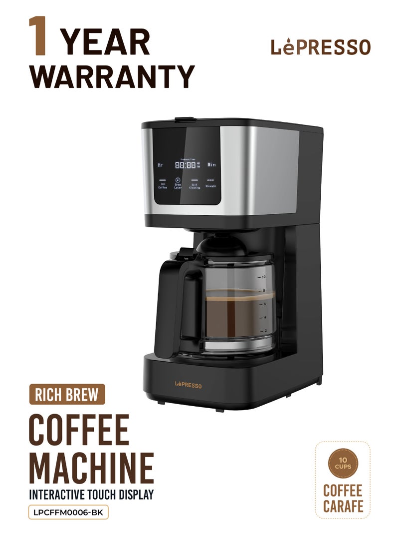 LePRESSO Rich Brew Coffee Machine Interactive Touch Display 900W Coffee Maker / Touch Display / Quick Drew / Glass Carafe Capacity 1.25L-Black - Image 1