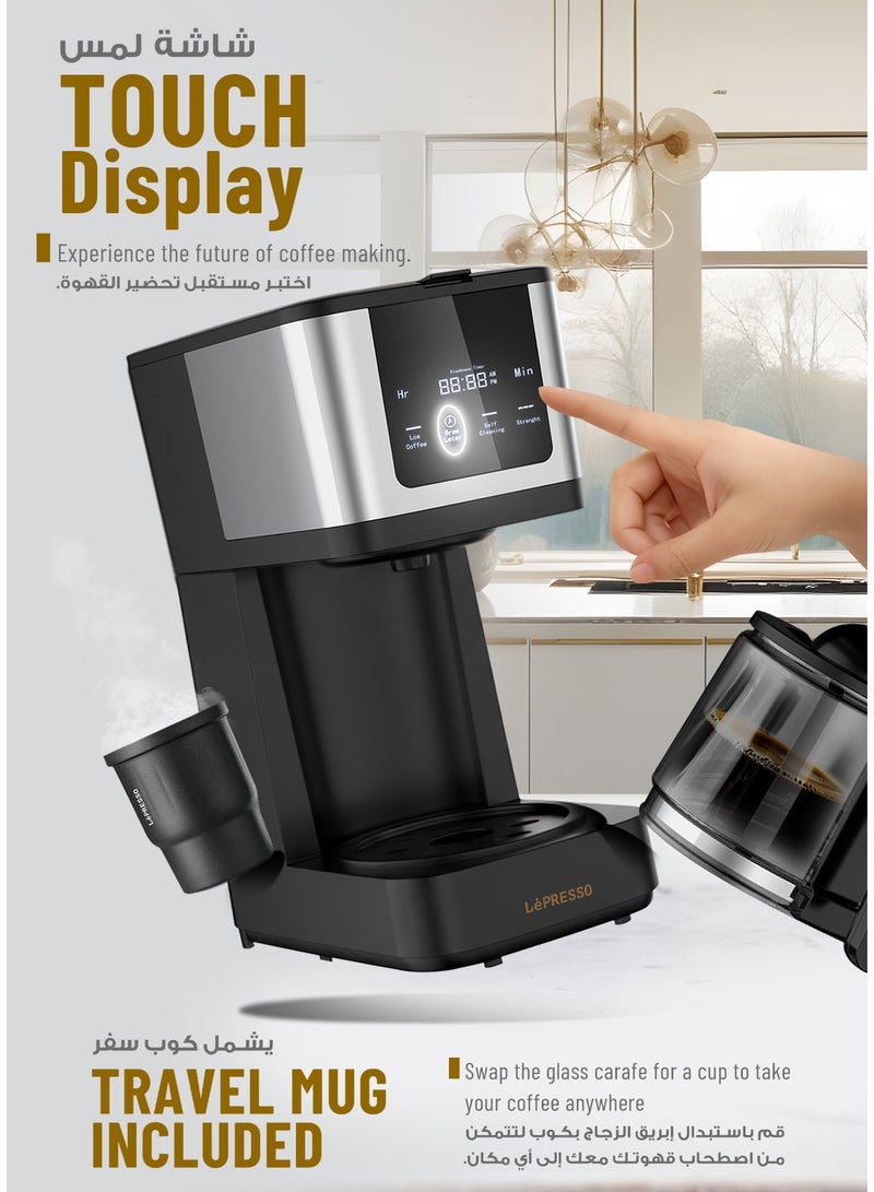LePRESSO Rich Brew Coffee Machine Interactive Touch Display 900W Coffee Maker / Touch Display / Quick Drew / Glass Carafe Capacity 1.25L-Black - Image 2
