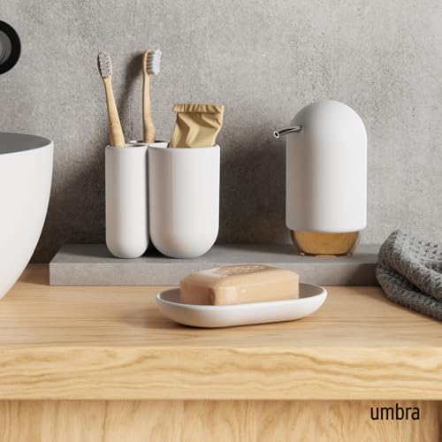 Umbra Touch Dish for Bathroom-Contemporary, Practical Molded Oval Soap Bar Holder for Bath Sink-Nicely Fits Into Amenity Tray-Easy to Clean, Highly Durable, 13 x 9 x 2 cm, White - Image 2