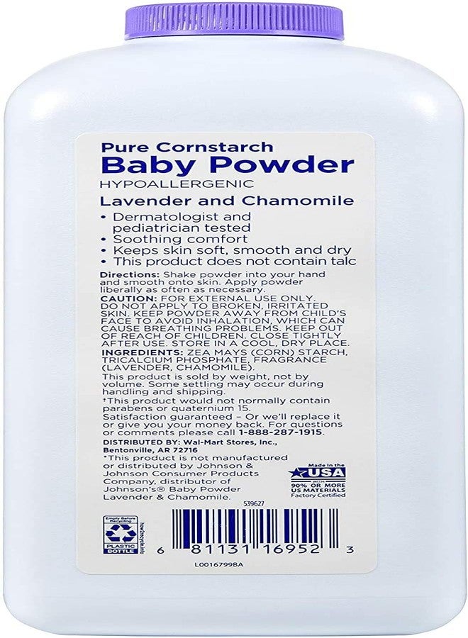Equate Pure Cornstarch Baby Powder with Lavender and Chamomile (2 Pack) - Image 2