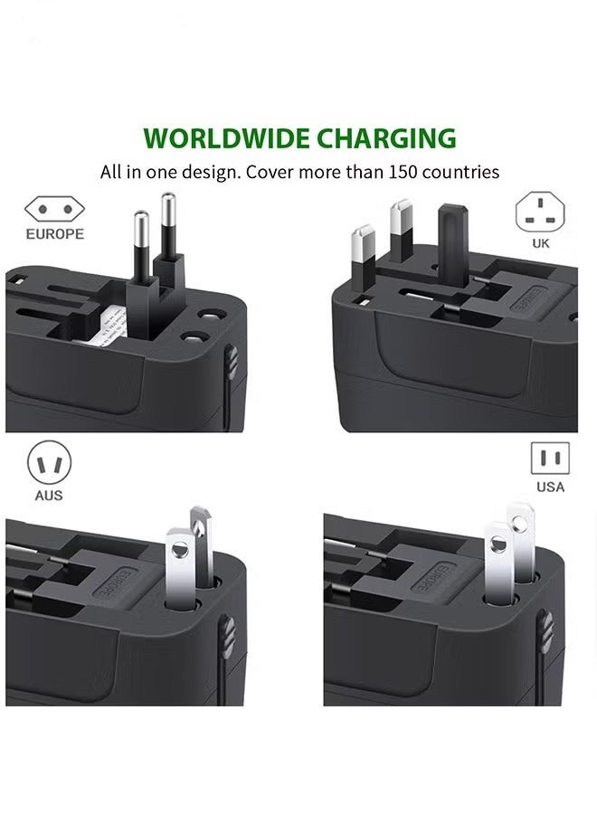 كيريكو محول السفر العالمي محول التوصيل في جميع أنحاء العالم مع USB-C، محول الطاقة الدولي مع 2 منافذ USB الكل في واحد محول السفر متعدد USB الجدار شاحن لأوروبا الولايات المتحدة الأمريكية المملكة المتحدة الاتحاد الأوروبي أستراليا (نوع C/G/A/I) - Image 4
