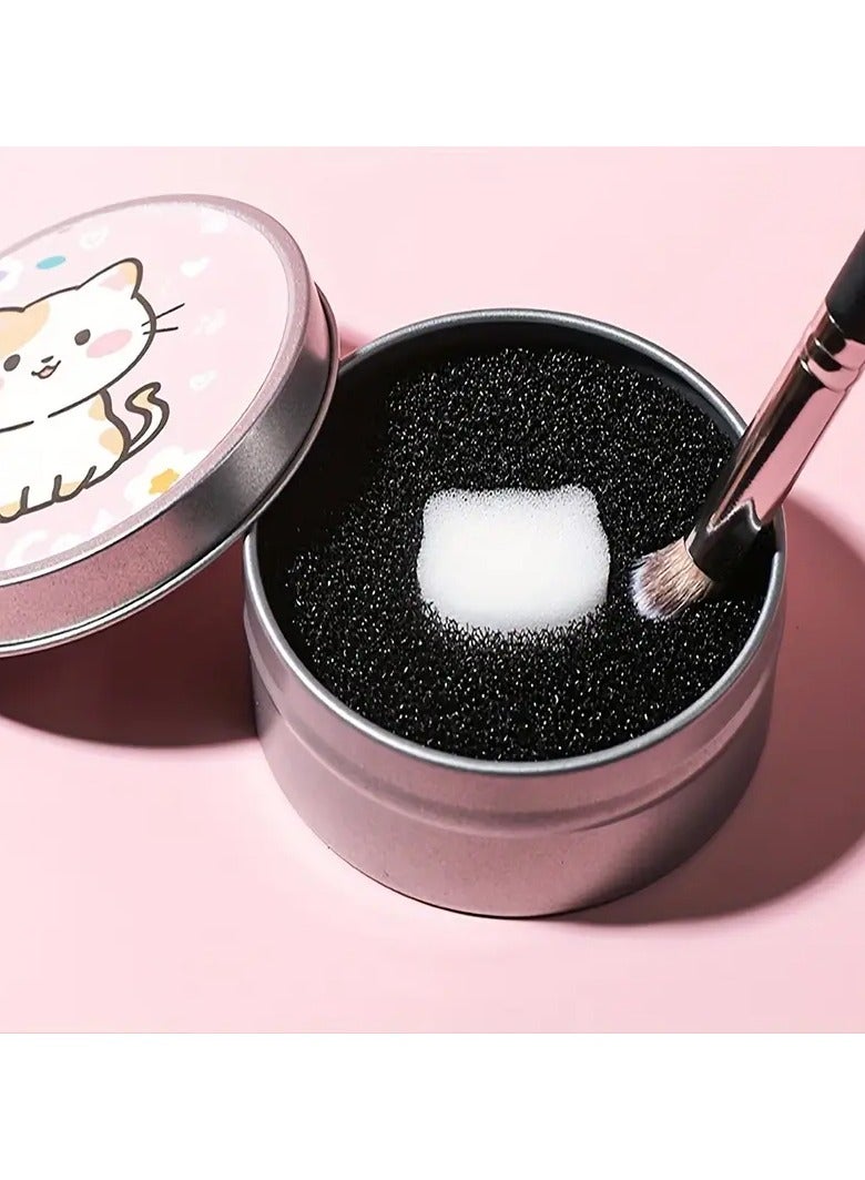 يوكانبي مجموعة إسفنجة تنظيف فرش المكياج ٢ قطعة، صديقة للسفر مع علبة حديدية، مناسبة للاستخدام المنزلي والسفر - Image 2