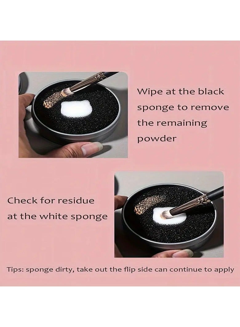 يوكانبي مجموعة إسفنجة تنظيف فرش المكياج ٢ قطعة، صديقة للسفر مع علبة حديدية، مناسبة للاستخدام المنزلي والسفر - Image 3