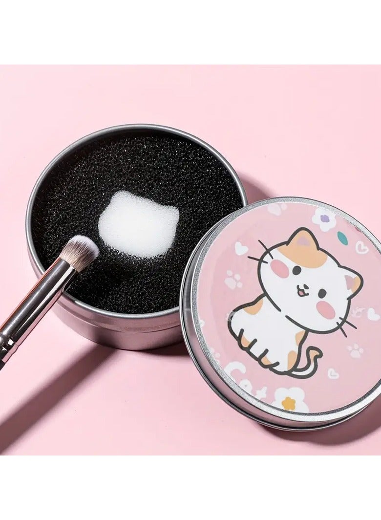 يوكانبي مجموعة إسفنجة تنظيف فرش المكياج ٢ قطعة، صديقة للسفر مع علبة حديدية، مناسبة للاستخدام المنزلي والسفر - Image 5