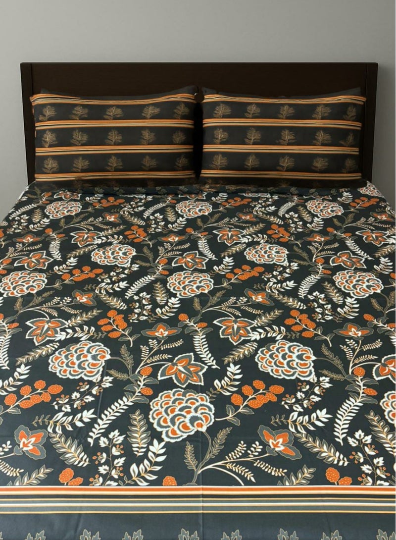 Double Bed sheet Set King Size- Cotton Bedsheet Printed with Pillow Covers
