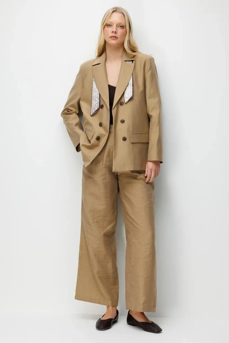 ميكسراي MIXRAY Long Sleeve Button Closure Patch Blazer