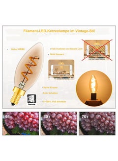 Generic E14 Dimmable LED Light Bulbs, Vintage Amber Glass Candle Bulbs C35, 3W Warm White 2200K, Energy Efficient Lighting for Chandeliers and Wall Lamps (Pack of 3)  - Image 5