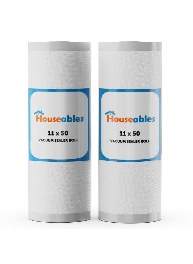 Houseables Vacuum Sealer Bags, Sous Vide Rolls, Two (2), Large 11 Inch x 50 Ft, Commercial Grade Plastic, Food Vac Storage & Seal, Airtight Vacume Saver, Microwave & Freezer Safe, Store A Meal - Image 1