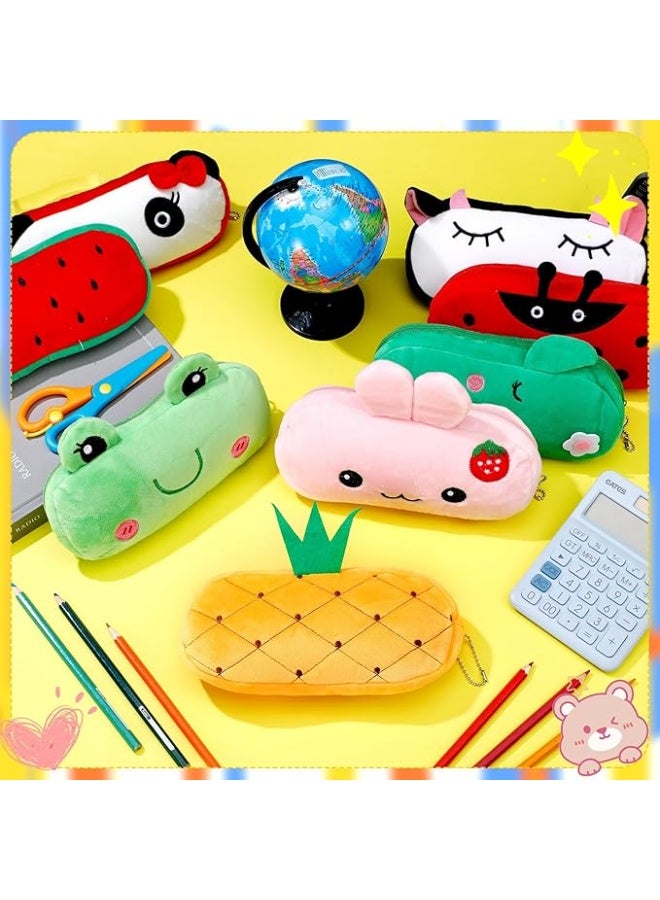 كاست ويف كاستويف 8 قطع حقيبة أقلام رصاص بشخصيات حيوانات كرتونية بالجملة، حقيبة أقلام كرتونية لطيفة متعددة الألوان من القماش القنبي مع منظم بسحاب للبنات والأولاد للمدرسة والفصول الدراسية واللوازم المكتبية - Image 5