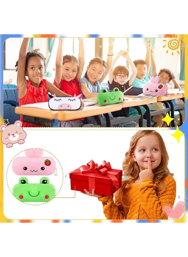 كاست ويف كاستويف 8 قطع حقيبة أقلام رصاص بشخصيات حيوانات كرتونية بالجملة، حقيبة أقلام كرتونية لطيفة متعددة الألوان من القماش القنبي مع منظم بسحاب للبنات والأولاد للمدرسة والفصول الدراسية واللوازم المكتبية - Image 4