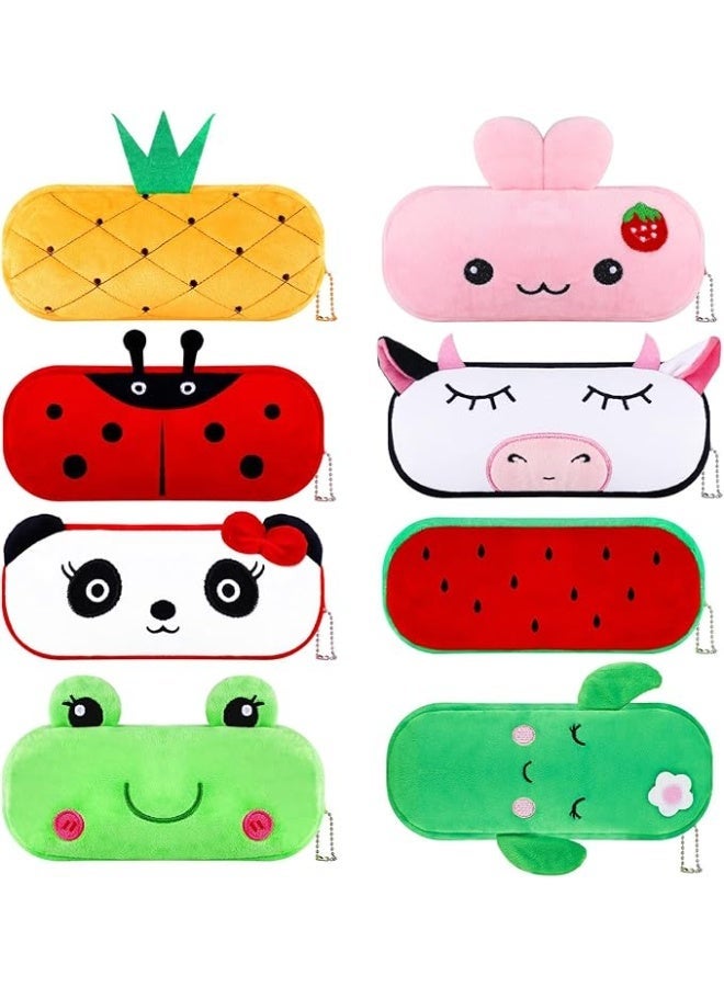 كاست ويف كاستويف 8 قطع حقيبة أقلام رصاص بشخصيات حيوانات كرتونية بالجملة، حقيبة أقلام كرتونية لطيفة متعددة الألوان من القماش القنبي مع منظم بسحاب للبنات والأولاد للمدرسة والفصول الدراسية واللوازم المكتبية - Image 1