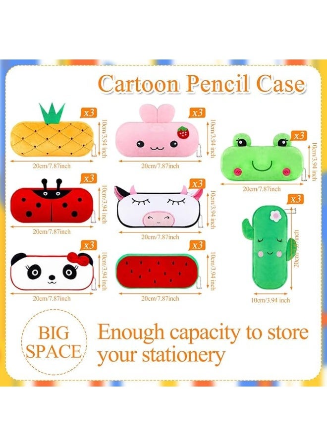 كاست ويف كاستويف 8 قطع حقيبة أقلام رصاص بشخصيات حيوانات كرتونية بالجملة، حقيبة أقلام كرتونية لطيفة متعددة الألوان من القماش القنبي مع منظم بسحاب للبنات والأولاد للمدرسة والفصول الدراسية واللوازم المكتبية - Image 3