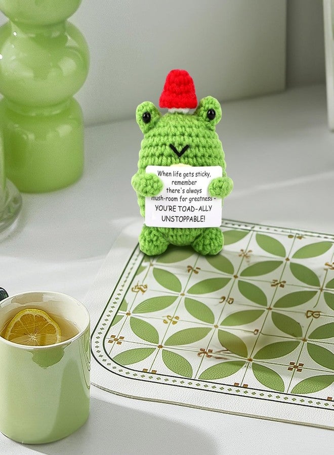 squishy Crochet Toy，Crochet Doll, Crochet Gifts, Gift for Friends, Red Mushroom Green Frog Design for Home Decor and Special Occasions - Image 3