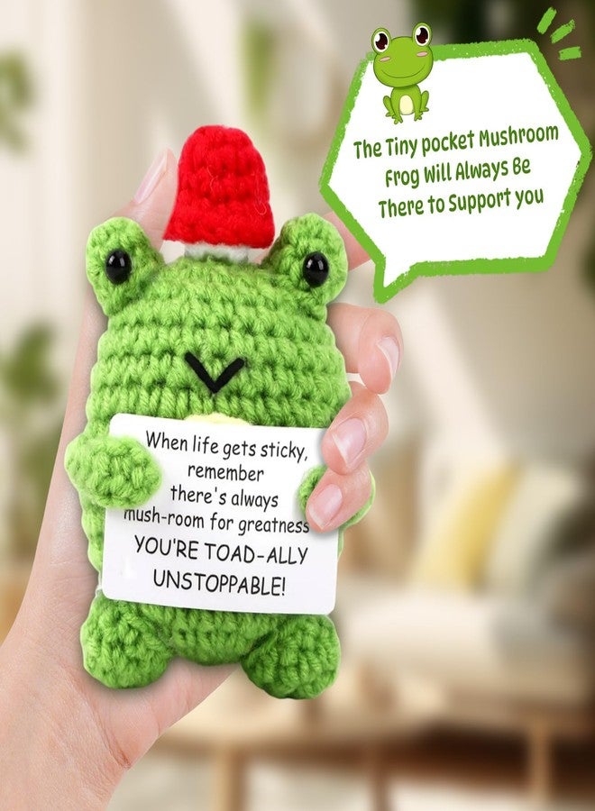 squishy Crochet Toy，Crochet Doll, Crochet Gifts, Gift for Friends, Red Mushroom Green Frog Design for Home Decor and Special Occasions - Image 2