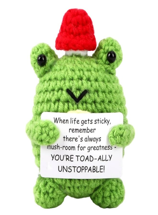 squishy Crochet Toy，Crochet Doll, Crochet Gifts, Gift for Friends, Red Mushroom Green Frog Design for Home Decor and Special Occasions - Image 1