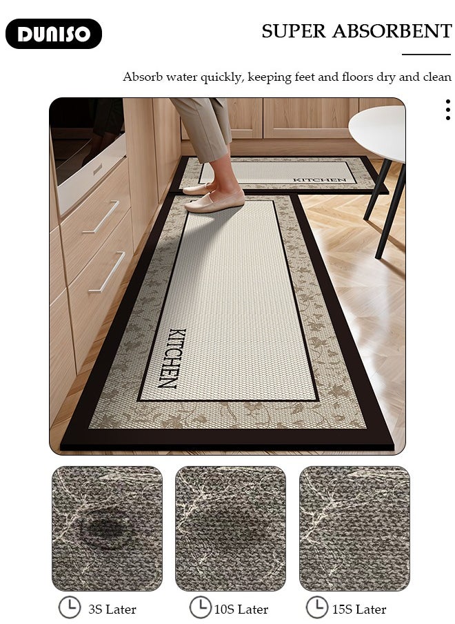 DUNISO - 2 PCS  Kitchen Mats and Rugs Set , Non Slip Heavy Duty Standing Mat, Quick Dry Diatom Mud Floor Mat,  Extra Soft and Absorbent Floor Mats for  Kitchen, Bath, Office, Laundry(40*60cm+40*120cm) - Image 1