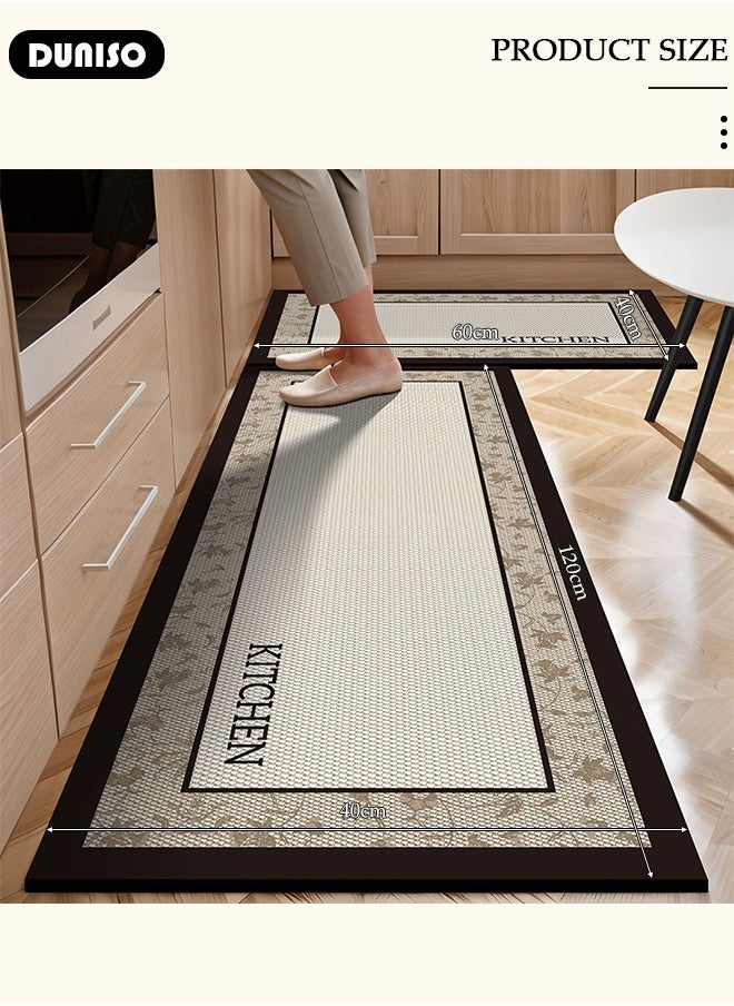DUNISO - 2 PCS  Kitchen Mats and Rugs Set , Non Slip Heavy Duty Standing Mat, Quick Dry Diatom Mud Floor Mat,  Extra Soft and Absorbent Floor Mats for  Kitchen, Bath, Office, Laundry(40*60cm+40*120cm) - Image 1