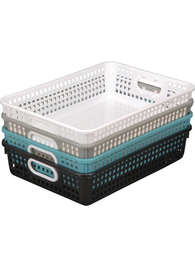 Really Good Stuff Really Good Stuff Plastic Desktop Paper Storage Baskets for Classroom or Home Use - Mesh Bins, 14.25” x 10” - (Set of 4), School Organization Supplies  - Image 1