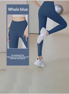 HaveDream Women's Yoga Pants, Women's Stretch High Waist Sports Fitness Pants - Blue L  - Image 1