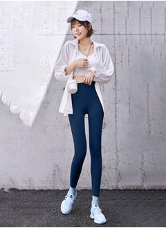 HaveDream Women's Yoga Pants, Women's Stretch High Waist Sports Fitness Pants - Blue L  - Image 3