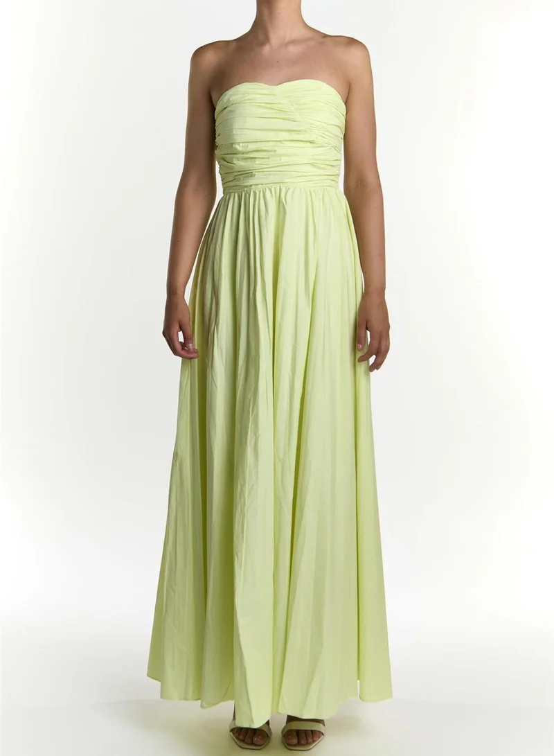 Lime Cream Pleated Maxi-Dress