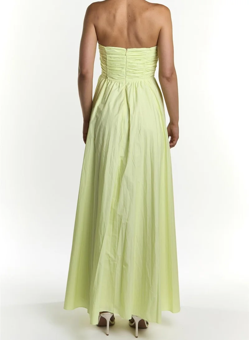 True Decadence Lime Cream Pleated Maxi-Dress