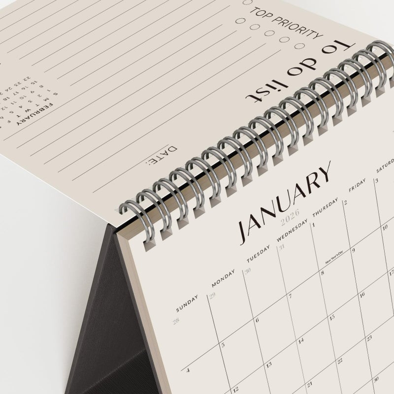 Jotsome Desk Calendar 2026-2027, Small Standing Flip Desktop Calendar From March 2026 to June 2027 for Home and Office, Easy Organizing, Gift for the Holidays (Black, Small) - Image 5