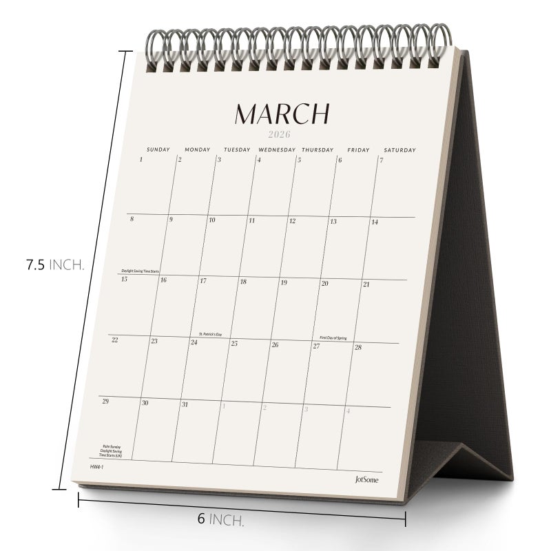 Jotsome Desk Calendar 2026-2027, Small Standing Flip Desktop Calendar From March 2026 to June 2027 for Home and Office, Easy Organizing, Gift for the Holidays (Black, Small) - Image 2