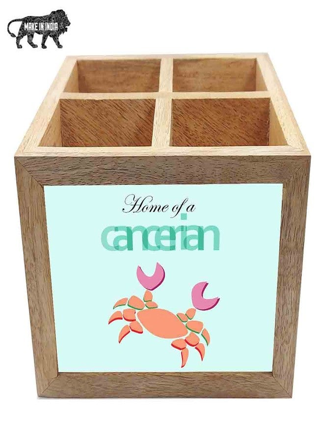 Nutcase Wooden Cutlery Stand Holder Silverware Caddy Spoons Forks Knives Organizer for Dining Table & Kitchen -Made in India-Spoons NOT Included - Cancerian - Image 5
