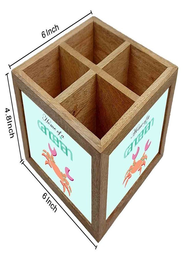 Nutcase Wooden Cutlery Stand Holder Silverware Caddy Spoons Forks Knives Organizer for Dining Table & Kitchen -Made in India-Spoons NOT Included - Cancerian - Image 4