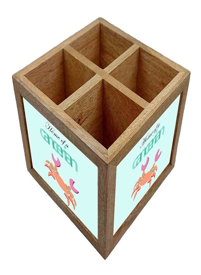 Nutcase Wooden Cutlery Stand Holder Silverware Caddy Spoons Forks Knives Organizer for Dining Table & Kitchen -Made in India-Spoons NOT Included - Cancerian - Image 2