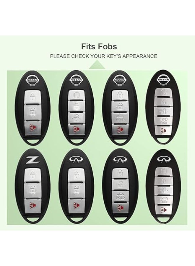 OUYoo Compatible with Nissan Key Fob Cover Altima Maxima Rogue Armada Pathfinder Compatible with Infiniti Key Fob Cover Black TPU Protector Car Key Chain Holder Case Accessories,Smart Remote 2/3/4/5 Button. - Image 2