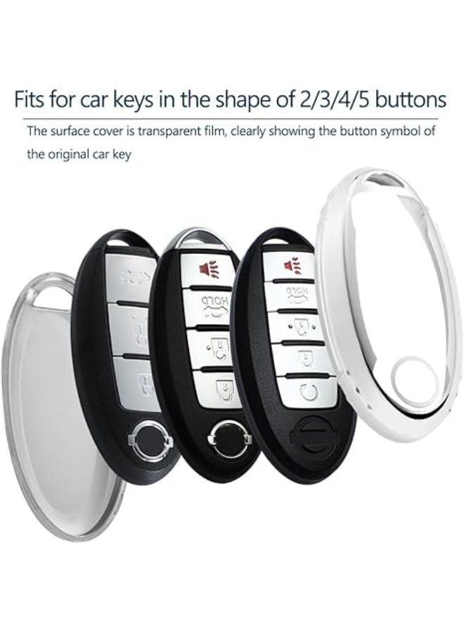 OUYoo Compatible with Nissan Key Fob Cover Altima Maxima Rogue Armada Pathfinder Compatible with Infiniti Key Fob Cover Black TPU Protector Car Key Chain Holder Case Accessories,Smart Remote 2/3/4/5 Button. - Image 3